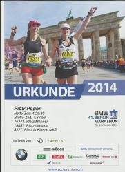 Dyplom BMW Berlin marathon 2014
