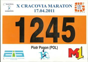 moj nr startowy Cracovia Marathon 2011