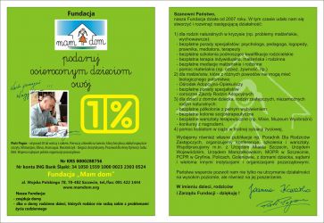 Akcja 1% dla Fundacji Mam Dom